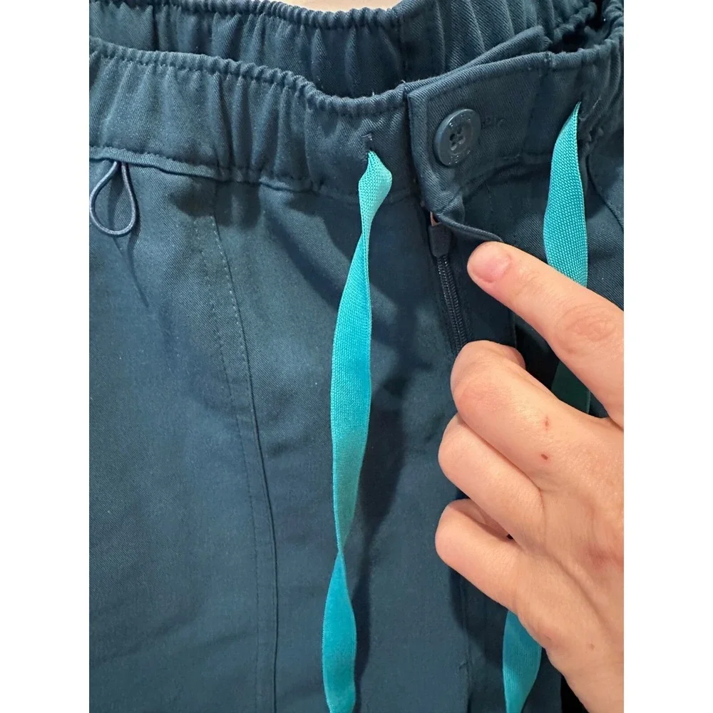 FIGS Cairo Slim Zip Fly Cargo Scrub‎ Pants Teal Mens Small/XS Tall Straight Leg